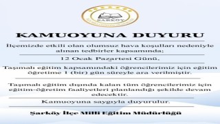 Şarköyde taşımalı eğitime bir gün ara verildi