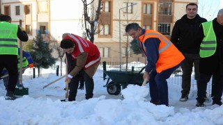 Şırnakta kar temizliğinde araç engeli