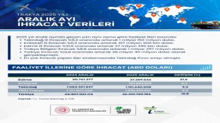 Trakya genelinde ihracat 1.1 milyar doları aştı