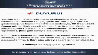 Tuncelide eğitime 1 gün ara