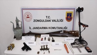Zonguldakta tarihi eserler ve silah ele geçirildi