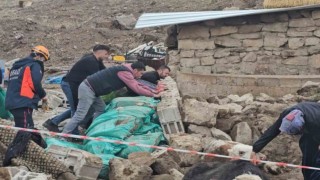 Aksarayda yağmur ve rüzgardan ahır hayvanların üzerine çöktü