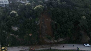 Bursada heyelan bölgesi temizlendi...Kayan bölge dron ile görüntülendi