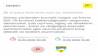 Denizli için kuvvetli rüzgar ve fırtına uyarısı