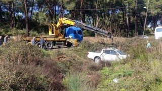Dereye uçan kamyonetten yara alamadan kurtuldu