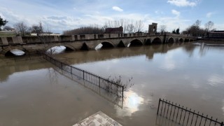 Edirnede Tunca Nehri taştı