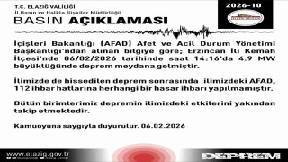 Elazığ Valiliğinden deprem açıklaması