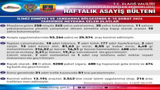 Elazığda asayiş uygulamaları: 258 olayda 245 şahıs yakalandı
