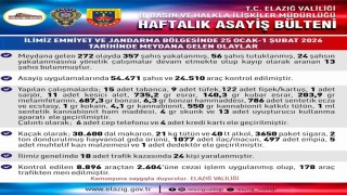 Elazığda asayiş uygulamaları: 272 olayda 357 şahıs yakalandı
