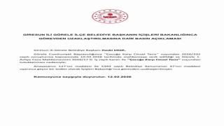 Görele Belediye Başkanı Dede, İçişleri Bakanlığınca görevden uzaklaştırıldı