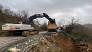Heyelanlı bölgede çalışma yapıldı
