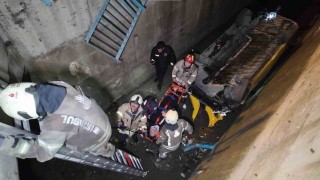 Kartalda alkollü taksi sürücüsü 5 metrelik dereye uçtu