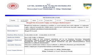 Meteorolojiden Bingöl için kuvvetli yağış uyarısı