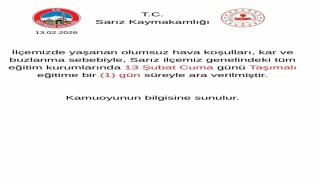 Sarızda taşımalı eğitime 1 gün ara verildi
