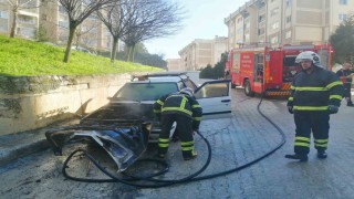 Tokatta park halindeki otomobil alev alev yandı
