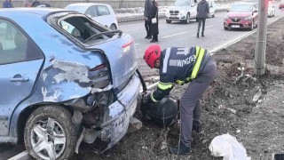 Trafik kazası sonrası araçtan kopan LPG tankı korku dolu anlar yaşattı