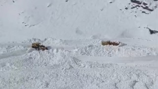 Van Bahçesarayda mezra yoluna çığ düştü