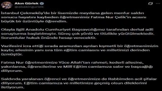 Bakan Gürlek: (Öğretmen Fatma Nur Çelik) Olayla ilgili derhal adli soruşturma başlatılmıştır