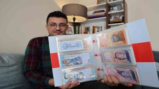 Beş kıtadan 75 ülkenin banknotunu derleyen öğretmen yok olan devletleri unutturmuyor