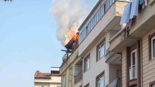 Bursada apartman terasında yangın paniği