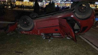Çorumda otomobil takla attı: 1 yaralı