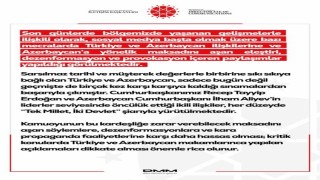 DMMden Türkiye ve Azerbaycan ilişkilerine yönelik dezenformasyon içeren paylaşımlar hakkında açıklama