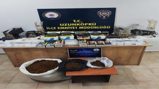 Edirnede kaçak tütün ve makaron operasyonu