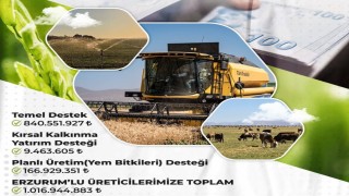 Erzurumda çiftçilere 1 milyar 16 milyon TL destek