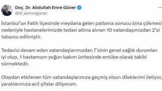 İstanbul İl Sağlık Müdürü Doç. Dr. Abdullah Emre Güner: Tedavi altına alınan 10 vatandaşımızdan 2si taburcu edilmiştir
