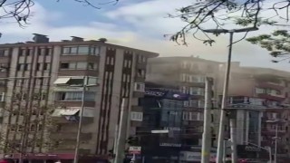 İzmitte 7 katlı binanın çatısındaki bacadan çıkan yangın korkuttu
