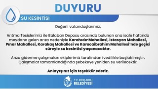Kırklarelinde su kesintisi Ramazanda vatandaşları mağdur etti