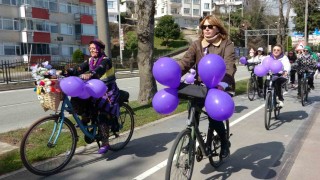 Orduda kadınlar 8 Mart dolayısıyla pedal çevirdi