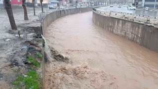 Şanlıurfada sağanak yağış cadde ve sokakları göle çevirdi