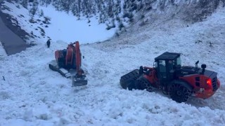 Şırnakta ekipler, çığ nedeni ile kapanan köy yolunu açmak için seferber oldu