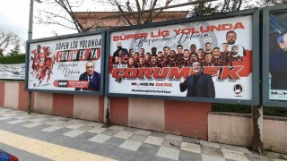 Sungurludan Çorum FKye Süper Lig yolunda pankartlı destek