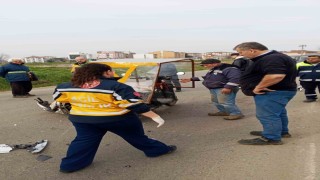 Tekirdağda motosiklet kazasında sürücü yaralandı