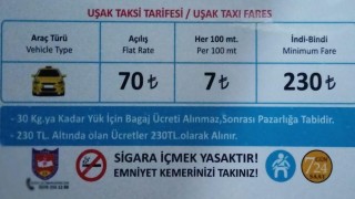 Uşakta taksi indi-bindi ücreti 230 TL oldu