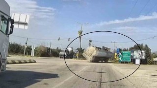 Yakıt yüklü tankerin portakal bahçesine uçtuğu anlar araç kamerasında