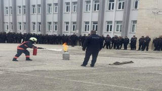 Bayburt POMEMde yangın tatbikatı yapıldı