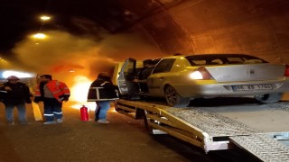 Bolu Dağı Tünelinde oto kurtarıcı alevlere teslim oldu