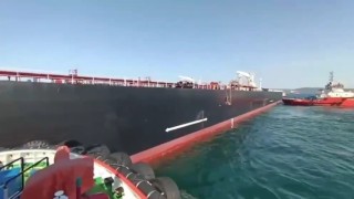 Çanakkalede sürüklenen tanker demirletildi
