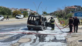 Datçada ticari araç küle döndü