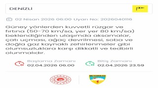 Denizli için kuvvetli rüzgar ve fırtına uyarısı