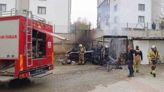 Depoda çıkan yangında tüp bomba gibi patladı