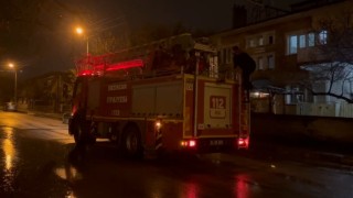 Erzincanda mahsur kalan kedi itfaiye ekiplerince kurtarıldı