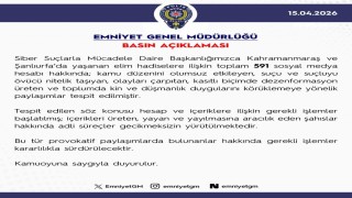 Kahramanmaraş ve Şanlıurfadaki saldırılarla ilgili dezenformasyon üreten 591 sosyal medya hesabı hakkında işlem başlatıldı