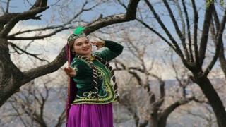 Karsta çiçek açan bağlarda Kafkas dansı görsel şölene dönüştü