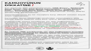 KGMden dolandırıcılık amaçlı SMSlere karşı uyarı: Karayolları Genel Müdürlüğü tarafından vatandaşlara SMS yoluyla ödeme bildirimi gönderilmemektedir