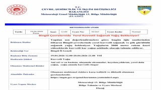Meteorolojiden Bingöl için yağış uyarısı