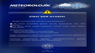 Meteorolojiden Bingöl için zirai don uyarısı